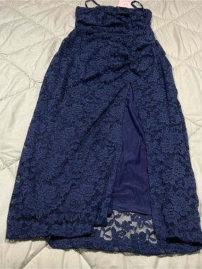 Floral Lace Sleeveless Side Split Dress Slim Fit Party Maxi, Sm